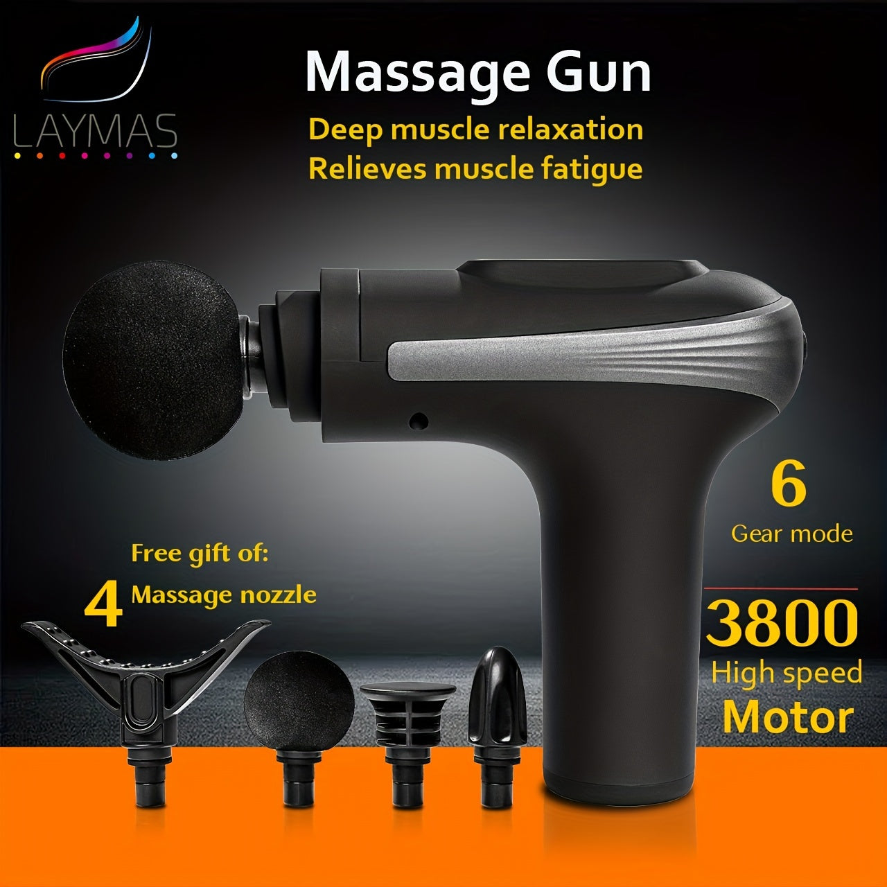 Fascia Gun, 1 Piece Handheld Body Massager Tool, Portable Percussion Massage Gun for Muscle & Neck & Waist Relaxation, Comfort Massager Supplies, Sports Accessories,